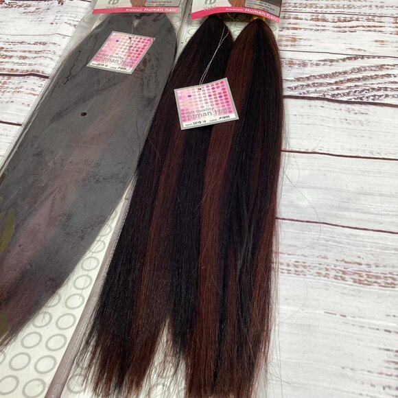 2 Packs 16” Essence #1B/33 Black & Auburn Yaki Bulk Micro Braiding Blend Hair - Picture 2 of 4
